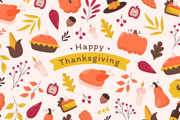 Hand drawn flat thanksgiving background