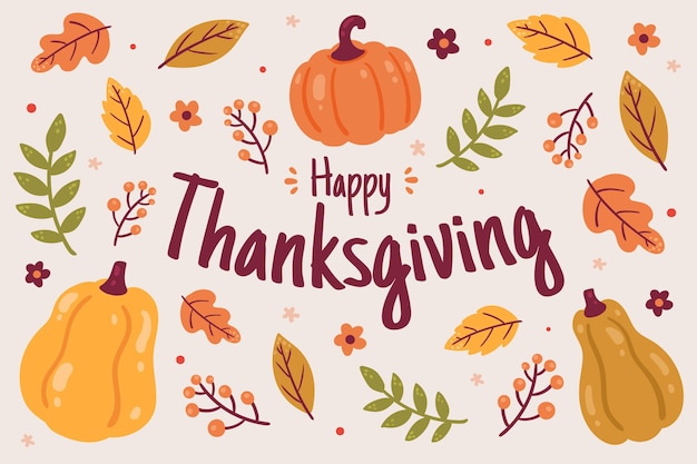 Hand drawn flat thanksgiving background