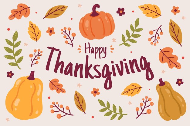 hand drawn flat thanksgiving background