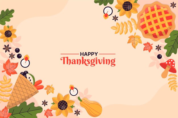 Hand drawn flat thanksgiving background