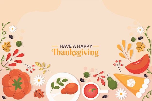 Hand drawn flat thanksgiving background