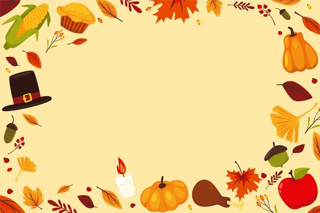 Hand drawn flat thanksgiving background