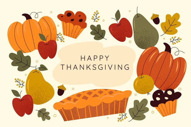 Hand drawn flat thanksgiving background