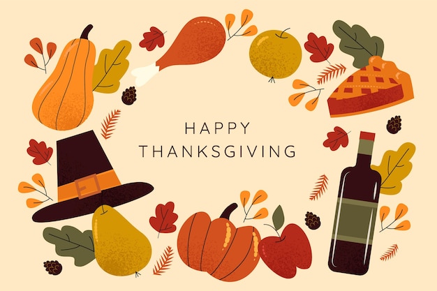 Free vector hand drawn flat thanksgiving background