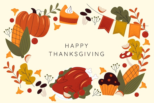 Free vector hand drawn flat thanksgiving background