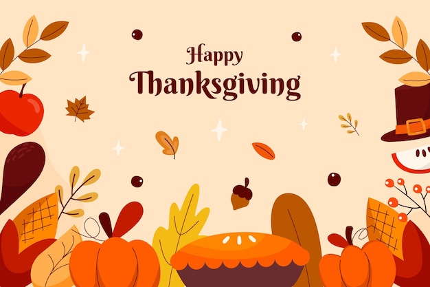 Free vector hand drawn flat thanksgiving background