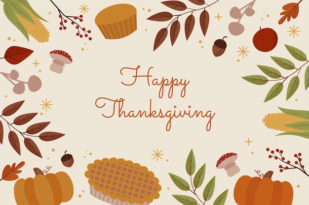 Hand drawn flat thanksgiving background