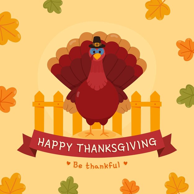 Hand drawn flat thanksgiving illustration