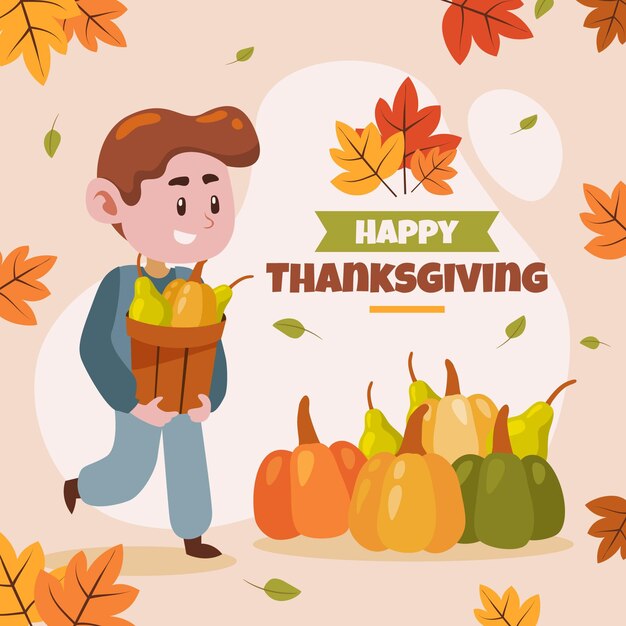 Hand drawn flat thanksgiving illustration