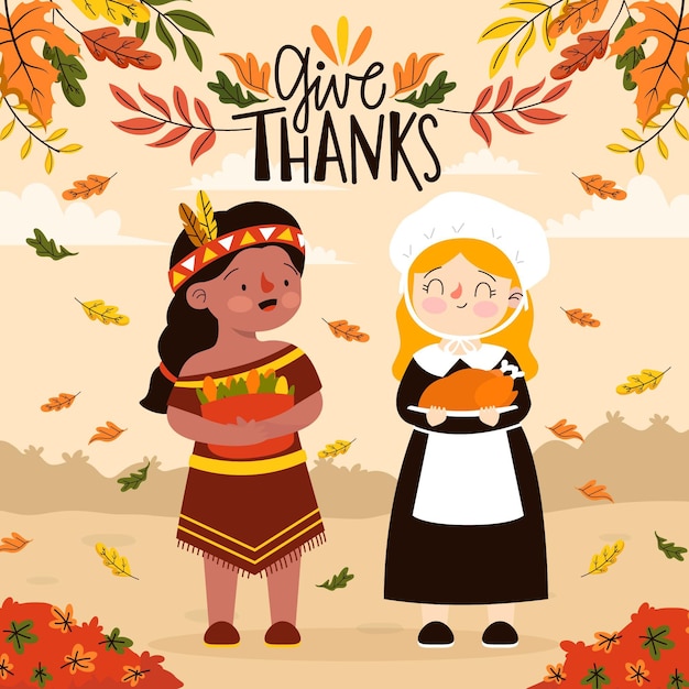 Free vector hand drawn flat thanksgiving illustration