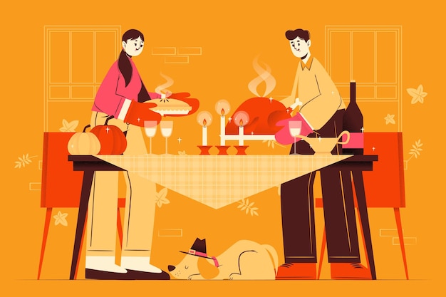 Free vector hand drawn flat thanksgiving illustration