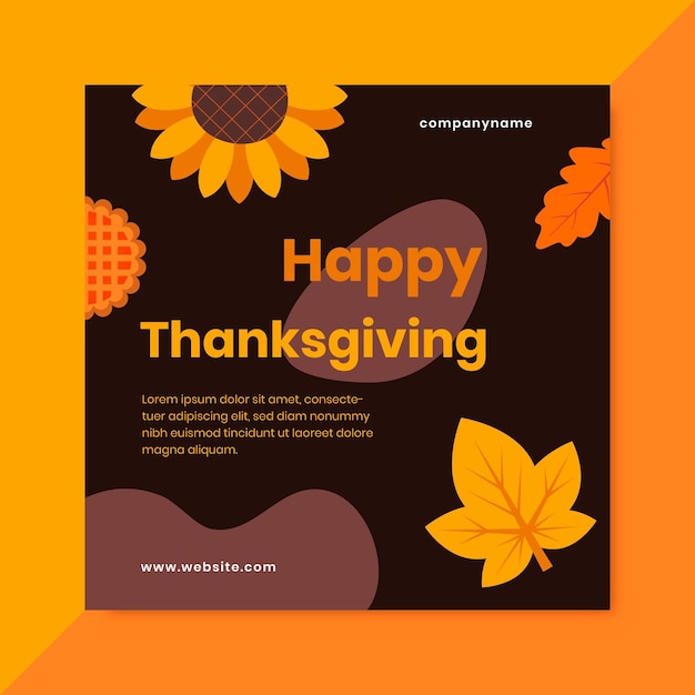 Hand drawn flat thanksgiving instagram posts collection