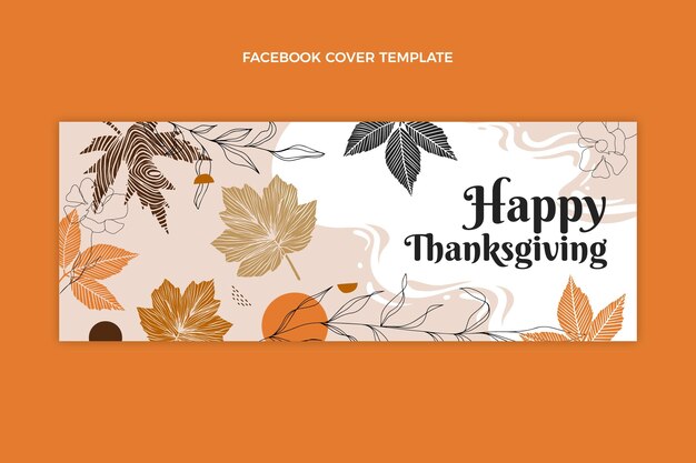 Hand drawn flat thanksgiving social media cover template