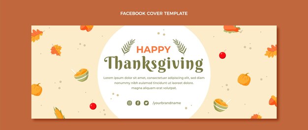Free vector hand drawn flat thanksgiving social media cover template