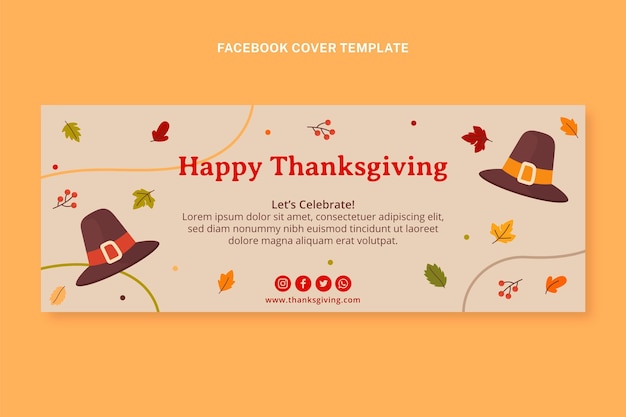 Hand drawn flat thanksgiving social media cover template