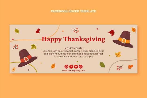 Hand drawn flat thanksgiving social media cover template