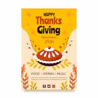 Free vector hand drawn flat thanksgiving vertical poster template