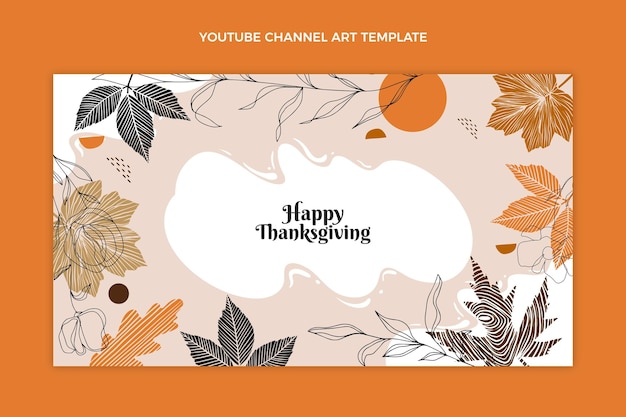 Free vector hand drawn flat thanksgiving youtube channel art