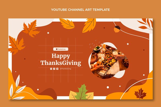 hand drawn flat thanksgiving youtube channel art