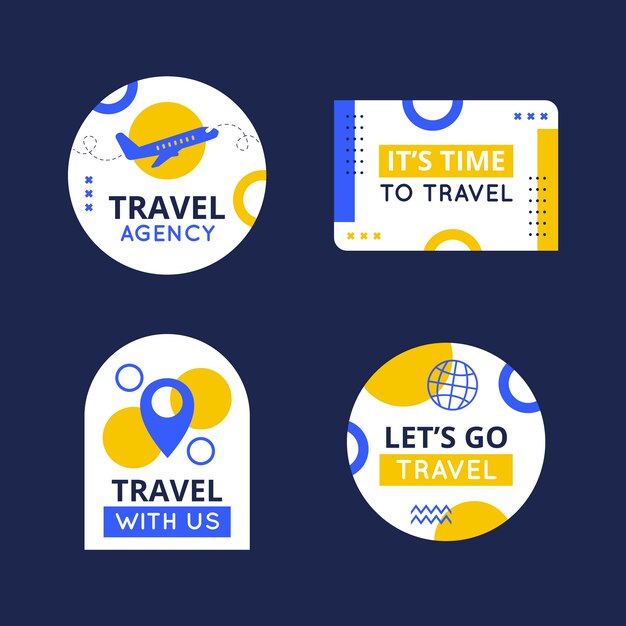 Hand drawn flat travel agency badges