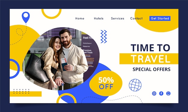 Free vector hand drawn flat travel agency landing page