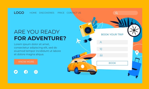 Hand drawn flat travel agency landing page