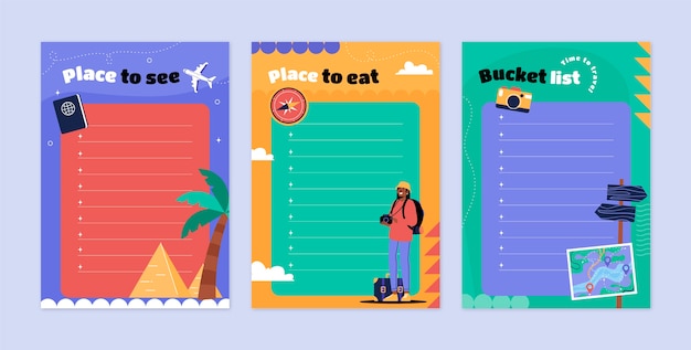 Free vector hand drawn flat travel itinerary template