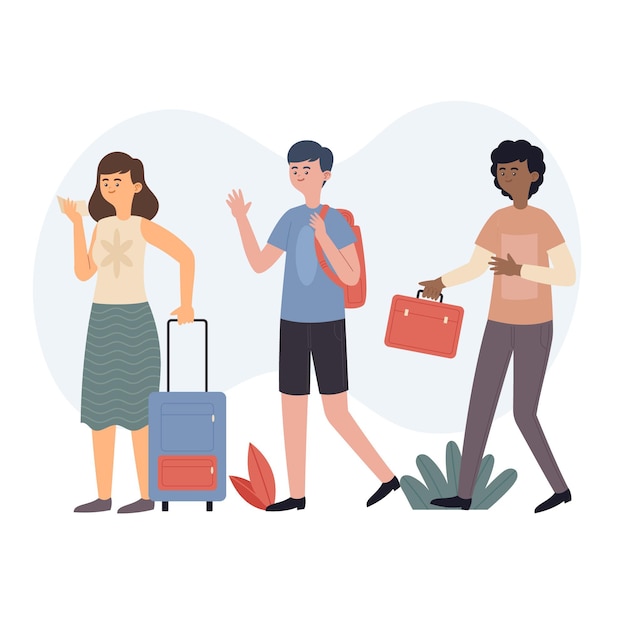 Free vector hand drawn flat travelers