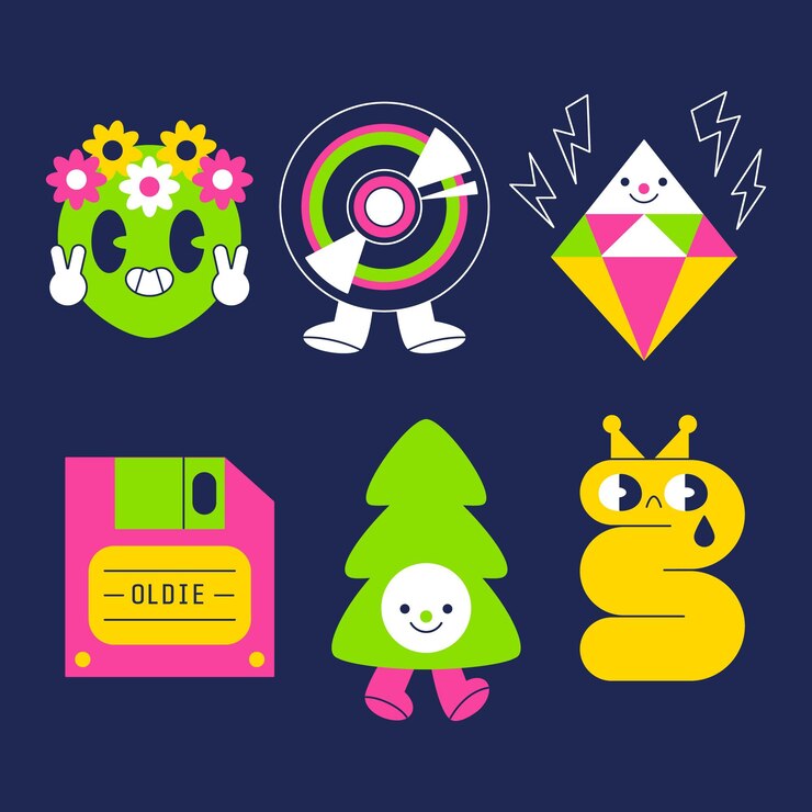 Free Vector hand drawn flat trendy cartoon elements collection