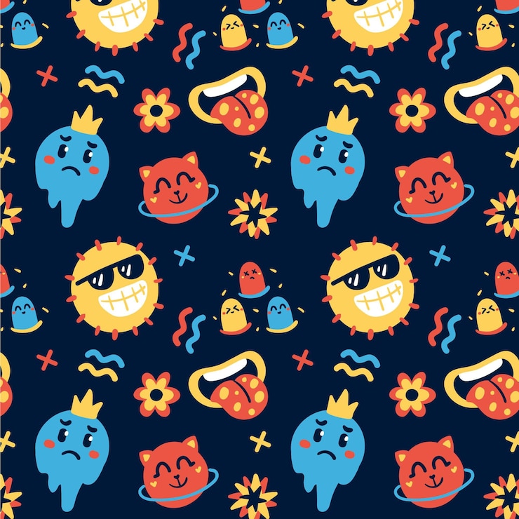 Free Vector hand drawn flat trendy cartoon pattern design