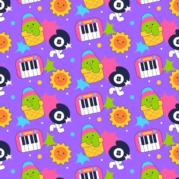 Free vector hand drawn flat trendy cartoon pattern design