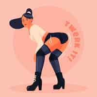 Free vector hand drawn flat twerk illustration