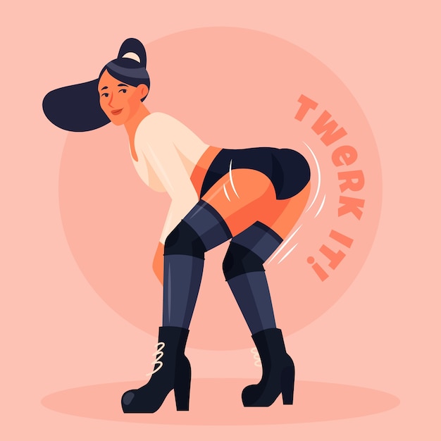 hand drawn flat twerk illustration