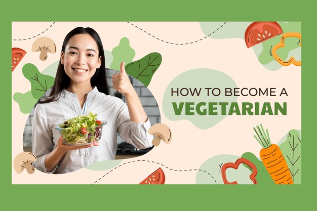 Миниатюра рисованной плоской вегетарианской еды на YouTube