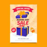 Free vector hand drawn flat vertical boxing day sale poster template with present box