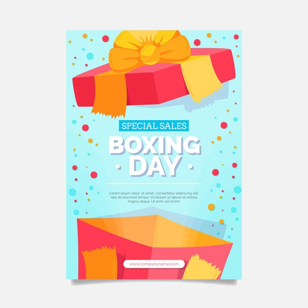 Hand drawn flat vertical boxing day sale poster template