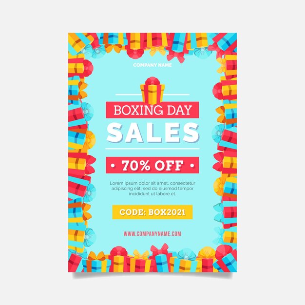 Hand drawn flat vertical boxing day sale poster template