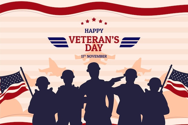 Hand drawn flat veteran's day background