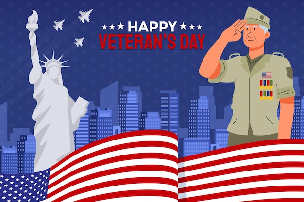 Free vector hand drawn flat veteran's day background