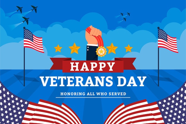 Free vector hand drawn flat veteran's day background