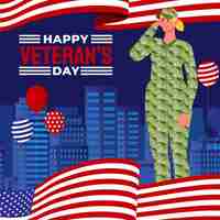 Free vector hand drawn flat veteran's day illustration