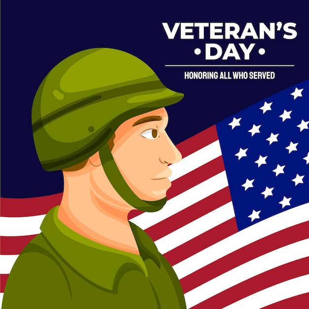 Hand drawn flat veteran's day illustration