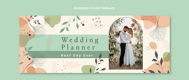 Copertina facebook di wedding planner piatto disegnato a mano