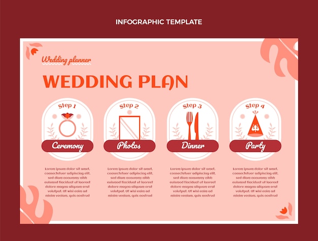 Vettore gratuito infografica pianificatore di nozze piatto disegnato a mano