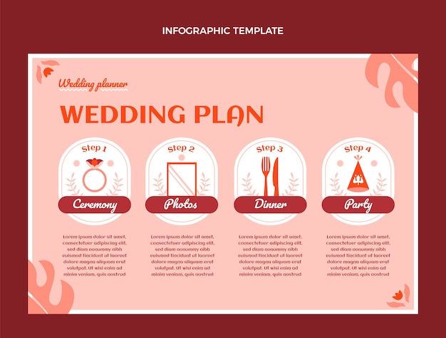 Hand drawn flat wedding planner infographic