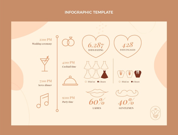 Hand drawn flat wedding planner infographic