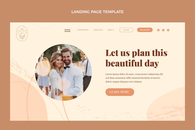 Hand drawn flat wedding planner landing page