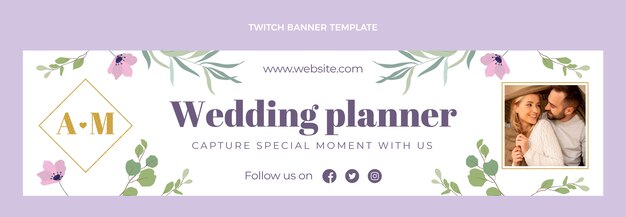 Hand drawn flat wedding planner twitch banner