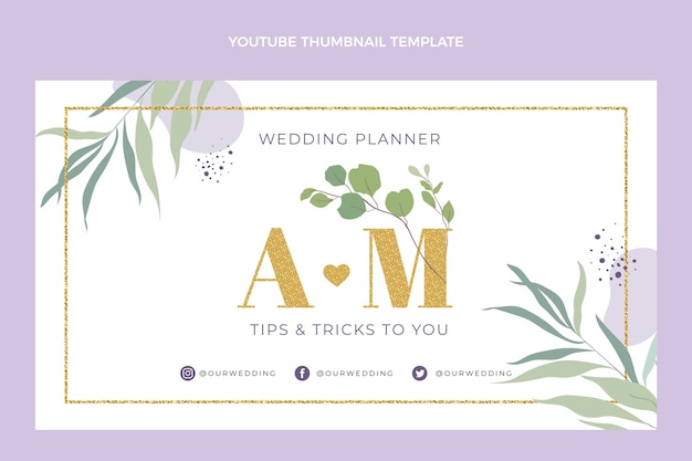 Free vector hand drawn flat wedding planner youtube thumbnail