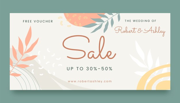 Hand drawn flat wedding sale banner